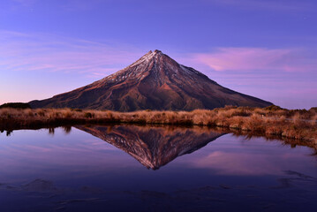 Mt. Taranaki reflection in Pouakai Pool, New Zealand