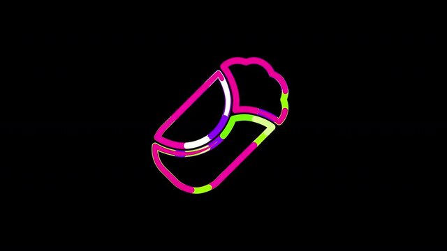 Circles gather in symbol burrito. After it crumbles in a line and moves to the camera. Alpha channel black