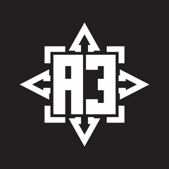 AE Logo monogram with rounded arrows shape design template