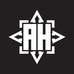 AH Logo monogram with rounded arrows shape design template