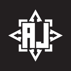 AJ Logo monogram with rounded arrows shape design template