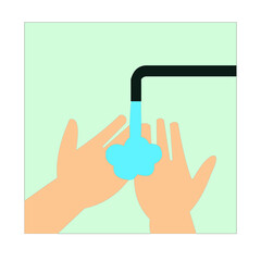 Flat vector design of clean hand washing