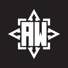 AW Logo monogram with rounded arrows shape design template