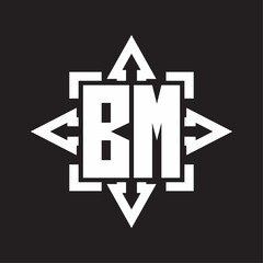 BM Logo monogram with rounded arrows shape design template
