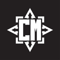 CM Logo monogram with rounded arrows shape design template