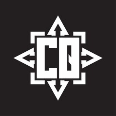 CQ Logo monogram with rounded arrows shape design template