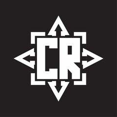 CR Logo monogram with rounded arrows shape design template