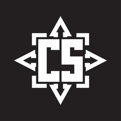 CS Logo monogram with rounded arrows shape design template