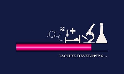 Coronavirus vaccine developing. Medical research theme. Virus epidemic alert. Progress or loading bar