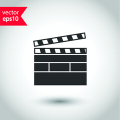 Cinema movie film clapper vector icon sign. Studio background. EPS 10 flat icon. Movie clapper symbol pictogram. Movie clapper flat sign design