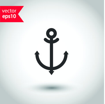 Ship anchor icon. Marine anchor icon. Studio background. EPS 10 vector flat icon. 