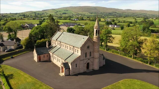 Drone sequence of St. Michael's Chapel in Lissan, Northern Ireland
