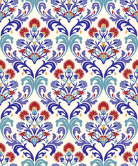 Seamless colorful pattern in turkish style. Vintage decorative elements. Hand drawn background. Islam, Arabic, Indian, ottoman motifs. Perfect for printing on fabric, ceramic tile or paper. Vector