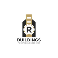 initial letter r building logo vector illustration design template