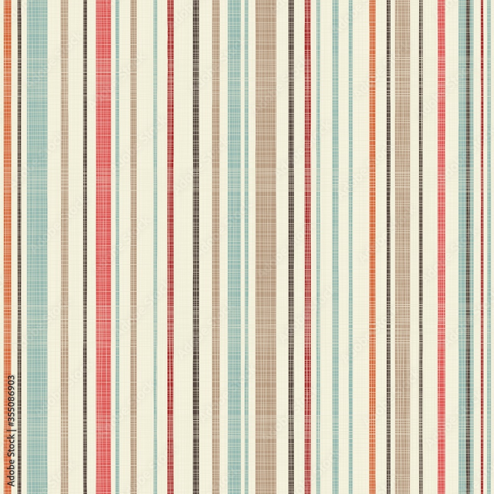Poster Abstract striped geometric seamless pattern on texture background in retro colors. Vector illustration