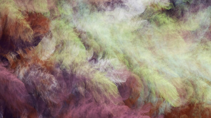 Abstract colorful chaotic green and brown shapes. Creative painted texture. Fantastic 3D rendered digital fractal illustration.