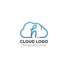 initial leter h cloud logo and icon vector illustration design template