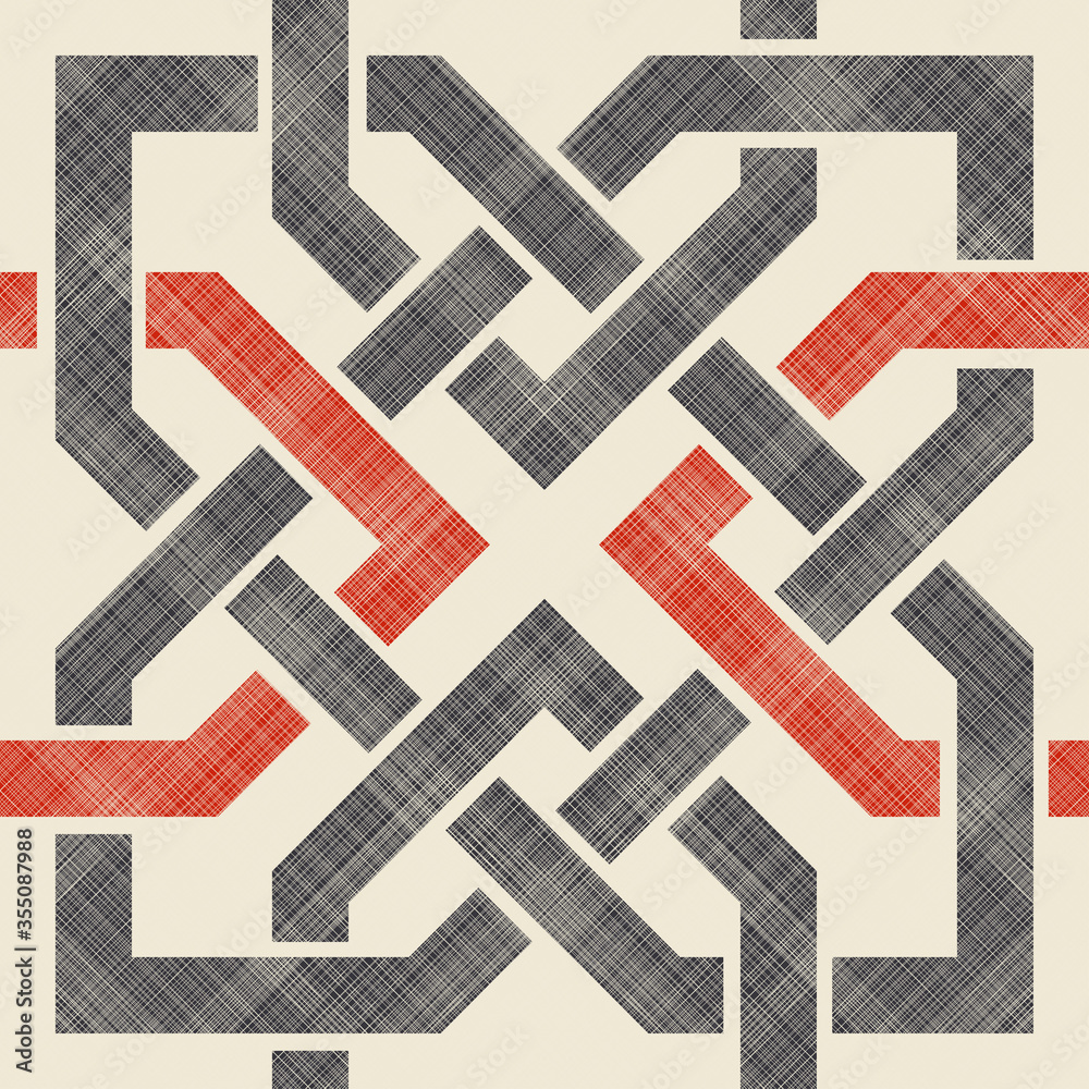 Poster Abstract seamless striped geometric pattern on texture background in retro colors. Creative vector pattern for ceramic tile, wallpaper, linoleum, textile, web page background.