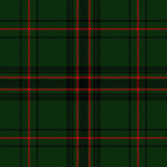 Tartan plaid seamless pattern black and red color line . Shirt print fabric texture green background, Scottish cage , New year ,Gift box paper decoration, Check design Vector illustration