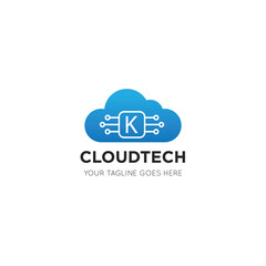 initial leter k cloud logo and icon vector illustration design template