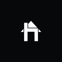 Fototapeta premium Logo design of H in vector for construction, home, real estate, building, property. Minimal awesome trendy professional logo design template on black background.