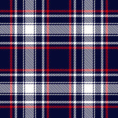 Tartan plaid seamless pattern blue color background. Flannel shirts , Vector illustration for wallpapers, White red line color fabric , Scottish cage .