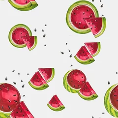 Velours gordijnen Watermeloen Zomer naadloos patroon met watermeloen.