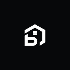 Logo design of B in vector for construction, home, real estate, building, property. Minimal awesome trendy professional logo design template on black background.