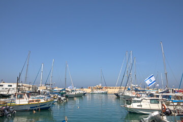 Fototapeta na wymiar Mediterranean coast. View of the Old Jaffa Harbor.