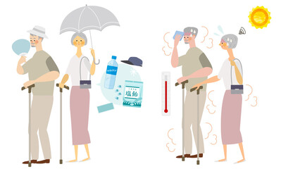 熱中症,高齢者,真夏,イラスト