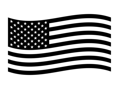 The American flag, The Stars and Stripes Red, White, and Blue Old Glory The Star-Spangled Banner United States (U.S.) flag. Black and white EPS Vector