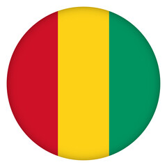 Fototapeta premium Flag of Guinea round icon, badge or button. Guinean national symbol. Template design, vector illustration.