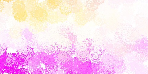 Light Pink, Yellow vector background with christmas snowflakes.