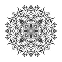 Circular Pattern of Mandala on white isolated background, Vector Illustration
