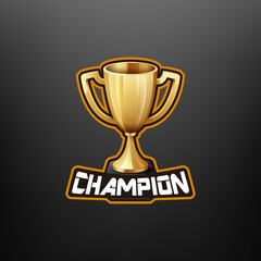 Champion Trophy Mascot Gaming. Vector EPS 10