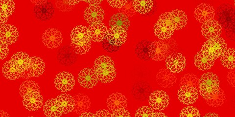 Light Green, Red vector doodle texture with flowers.