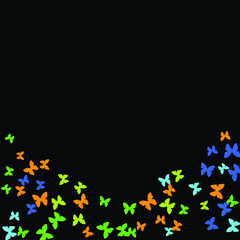 Summer Background with Colorful Butterflies. Simple Feminine Pattern for Card, Invitation, Print. Trendy Decoration with Beautiful Butterfly Silhouettes. Vector Background with Moth
