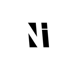 Initial letters Logo black positive/negative space NI
