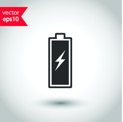 Fototapeta premium Battery indicator vector icon. Accumulator battery charge energy icon. Studio background. EPS 10 vector sign. Battery symbol pictogram