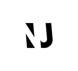 Initial letters Logo black positive/negative space NJ