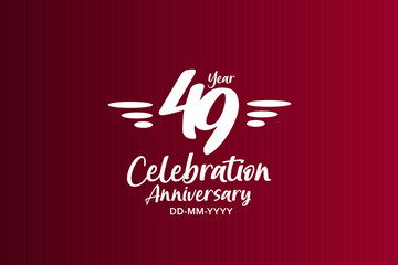49 year anniversary white colors on red color with triple small stripes - vector 
