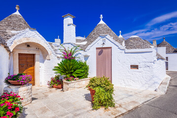 Alberobello, Italy - Whitewashed Trulli houses, Puglia.