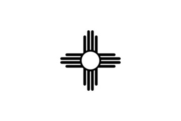 New Mexico NM State Flag. United States of America. Black and white EPS Vector File.