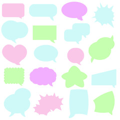 Speech bubble  icon set. Vector illustration. Think sticker, Comment speech and talk bubble. Color cloud. 