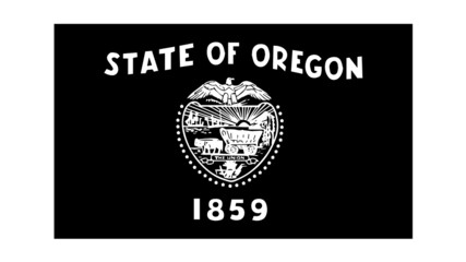 Oregon OR State Flag. United States of America. Black and white EPS Vector File.