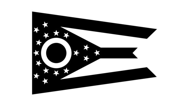 Ohio OH State Flag. United States of America. Black and white EPS Vector File.