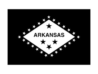 Arkansas AR State Flag. United States of America. Black and white EPS Vector File.