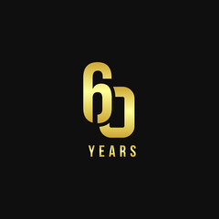60 Years Anniversary Gold Number Vector Design