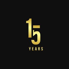 15 Years Anniversary Gold Number Vector Design