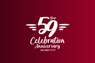 59 year anniversary white colors on red color with triple small stripes - vector 